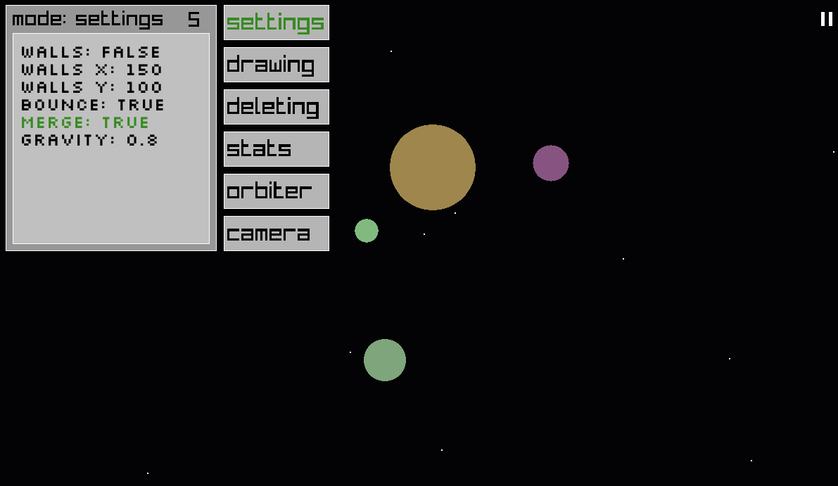 planets and stars in my simulator